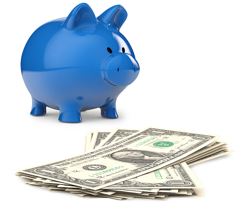 financial planning software piggy bank with dollars